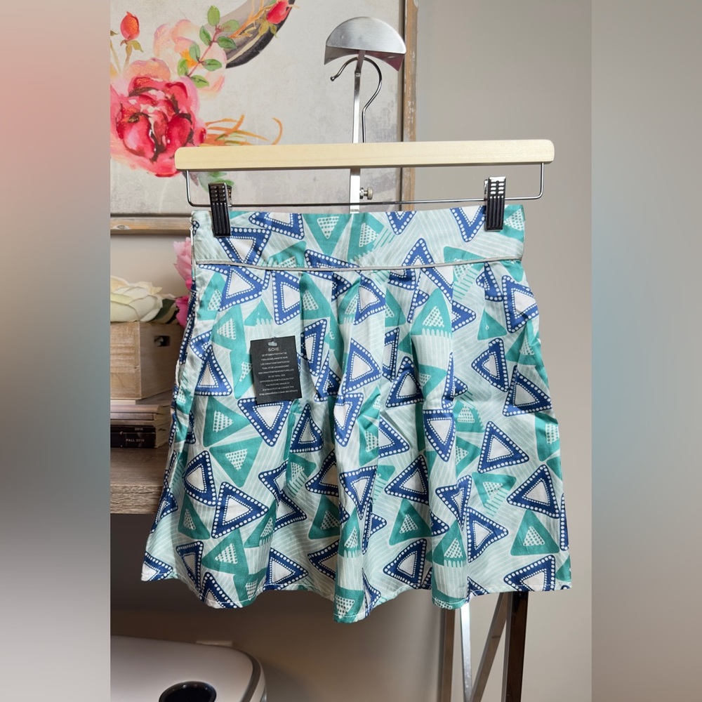 Geometric Patterned Skirt - Green and Blue